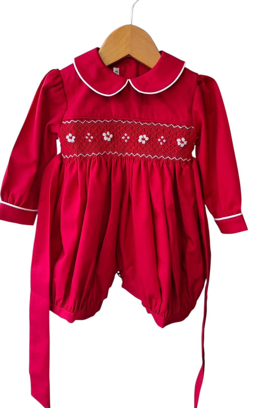 Robe à smocks Rouge. Robe d'hiver. Robe de noël bébé