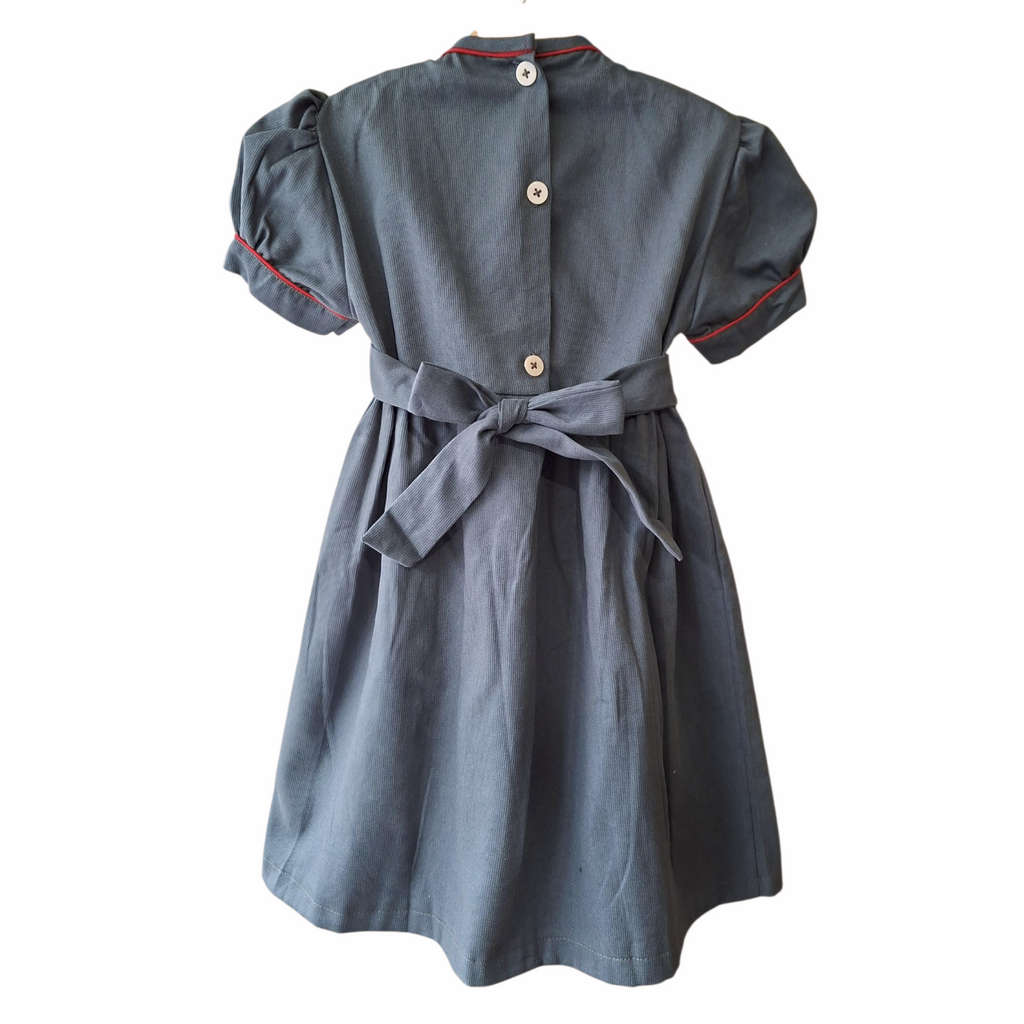 Robe à smocks Gris en piqué de coton