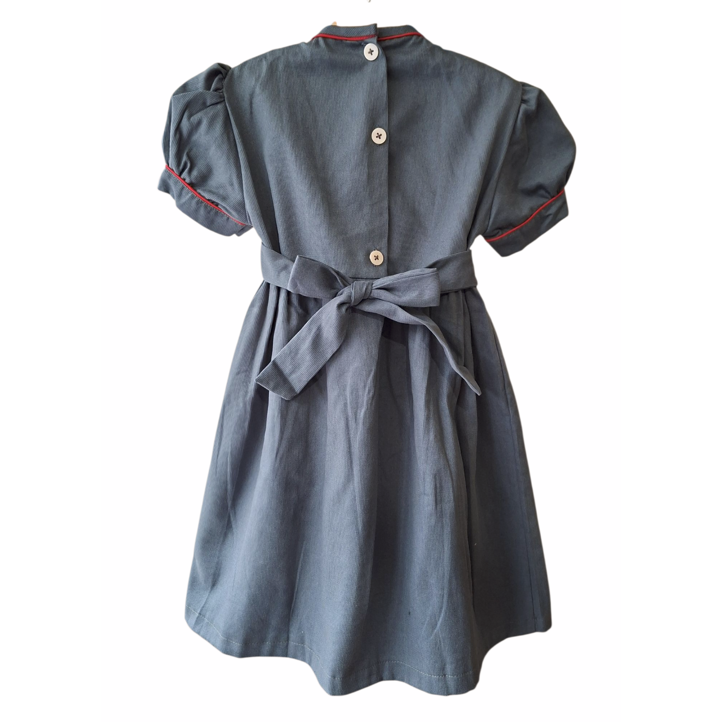 Robe à smocks Gris en piqué de coton