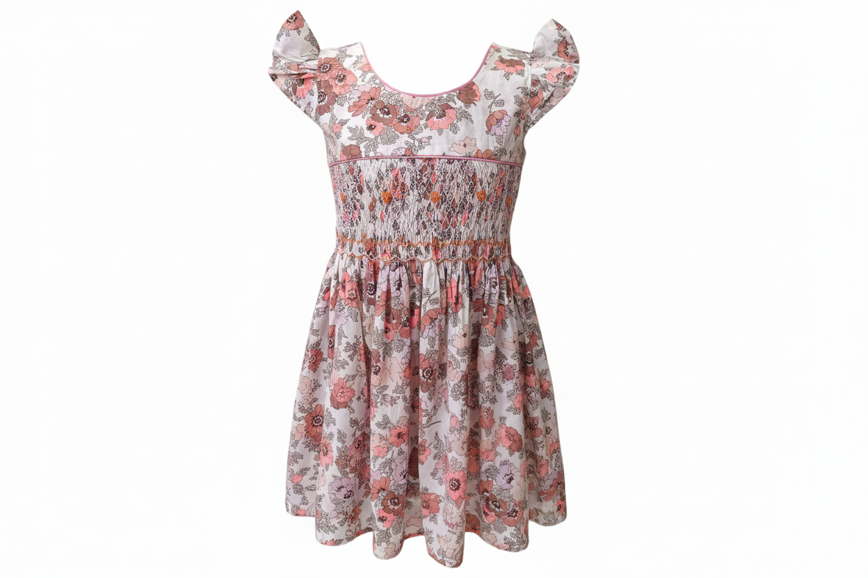 Robe à smocks en Liberty Tana lawn Madeleine. Robe printemps - été