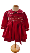 Robe à smocks Rouge. Robe d'hiver. Robe de noël bébé