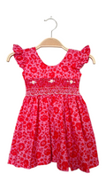 Robe à smocks Liberty rouge