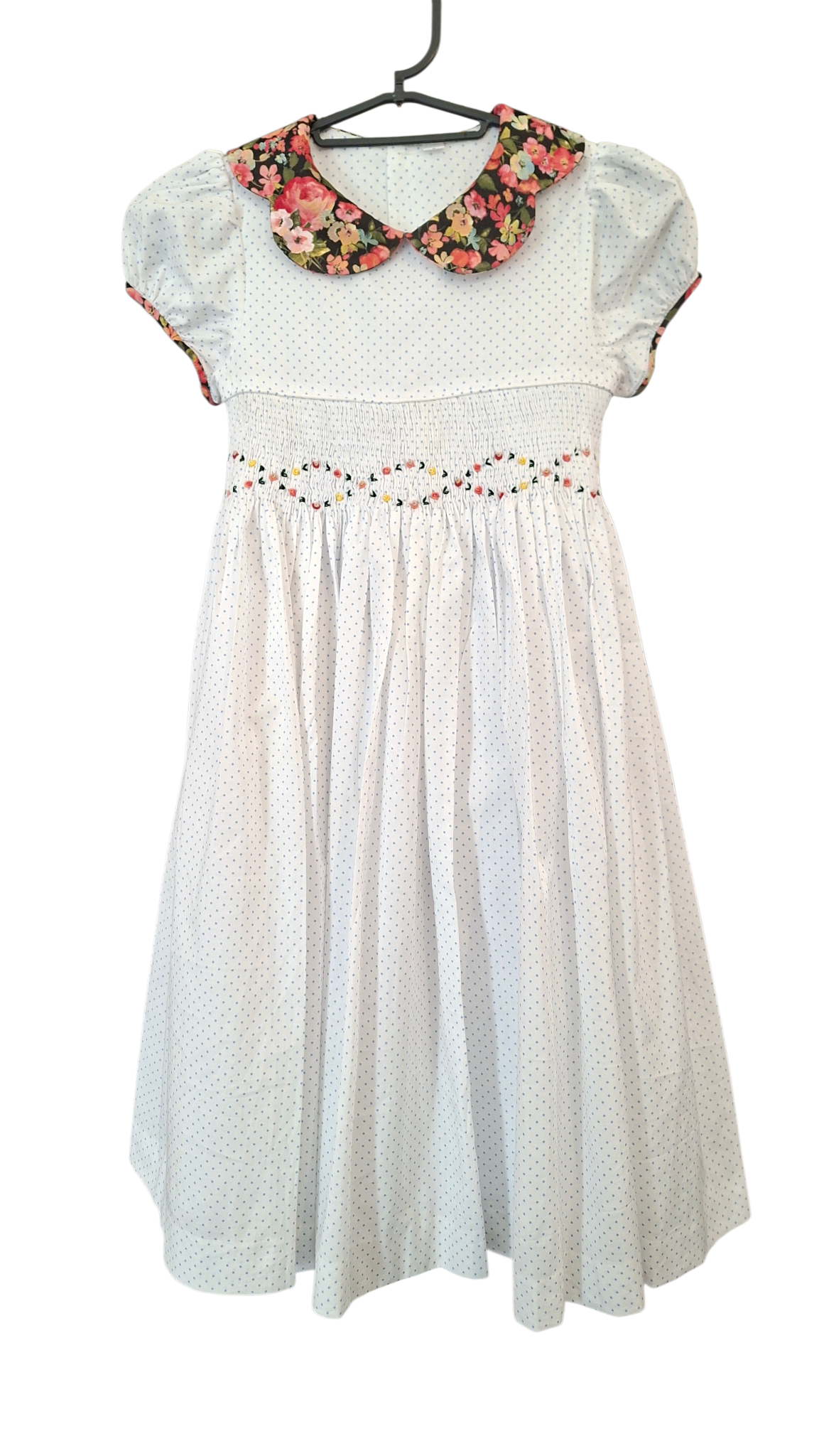 Robe smockée à poids "Jardin fleuri". 8 ans