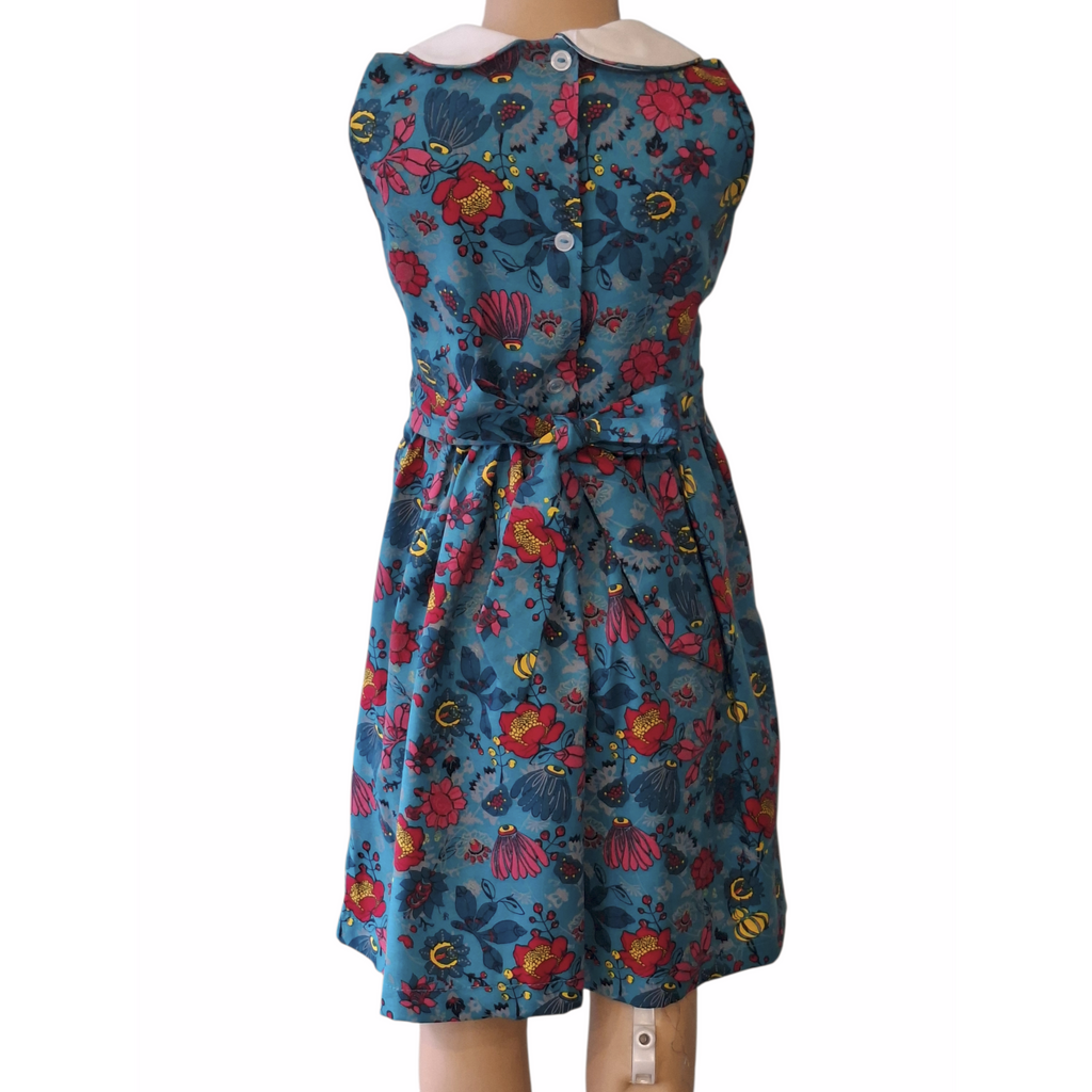 Robe à smocks "Marine" sans manches