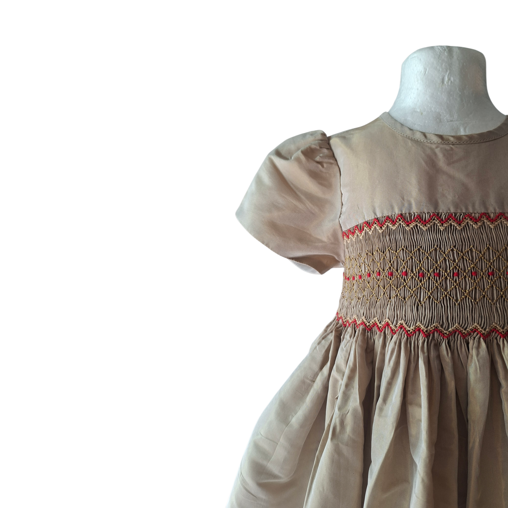 Robe en soie. Robe dorée. Robe cérémonie. Robe fille 2 ans