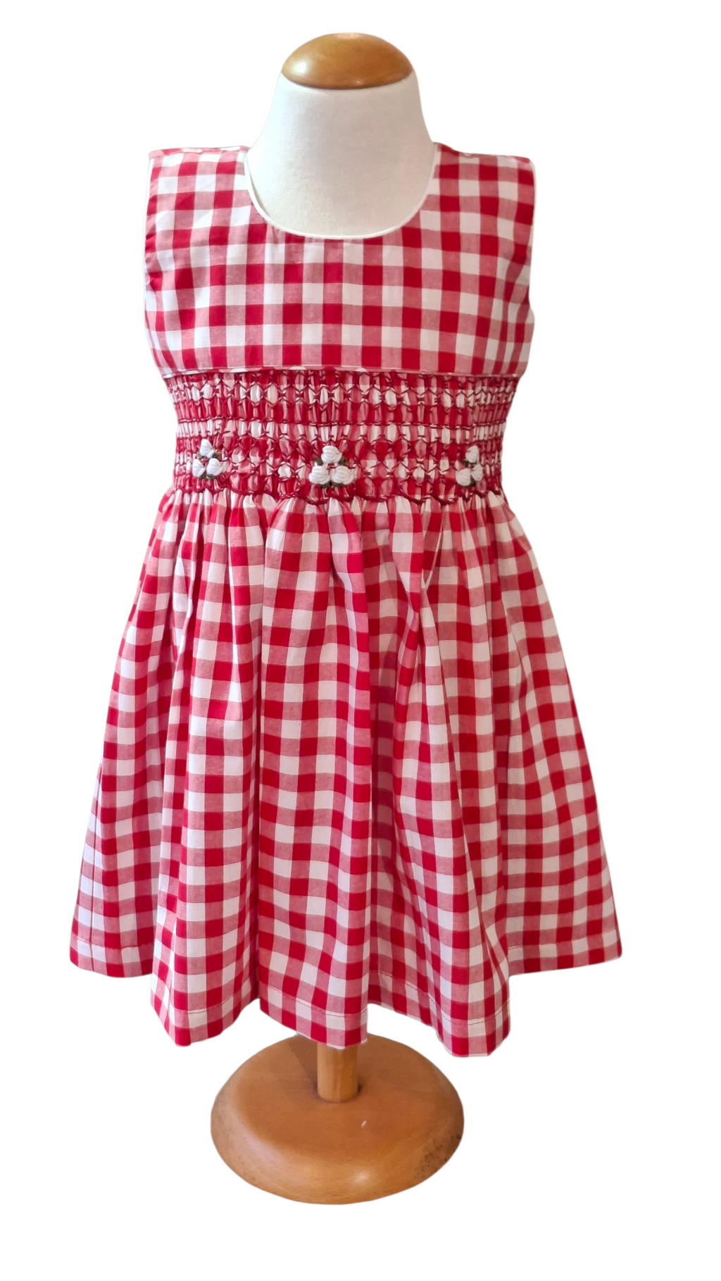 Magnifique robe smockée en Vichy rouge