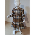 Robe à smocks d'hiver tartan Marron