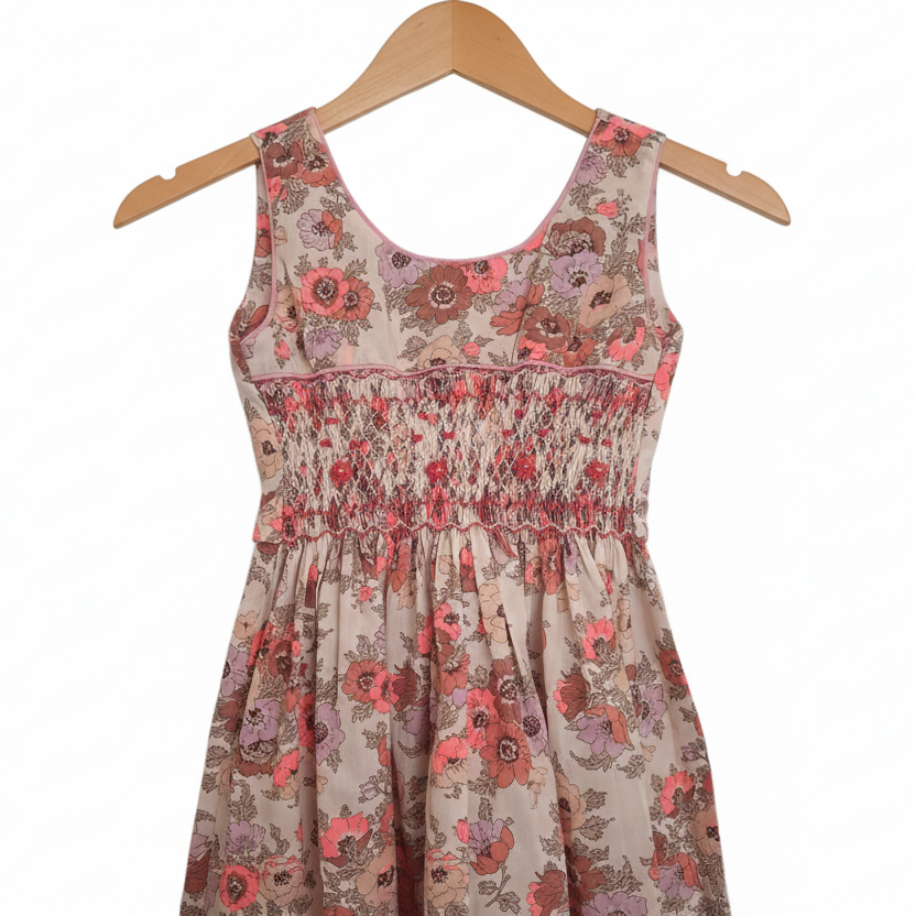 Robe à smocks sans manches, Liberty Tana lawn Madeleine