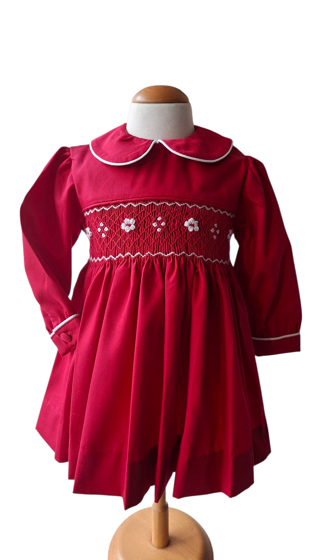 Robe à smocks Rouge. Robe d'hiver. Robe de noël bébé