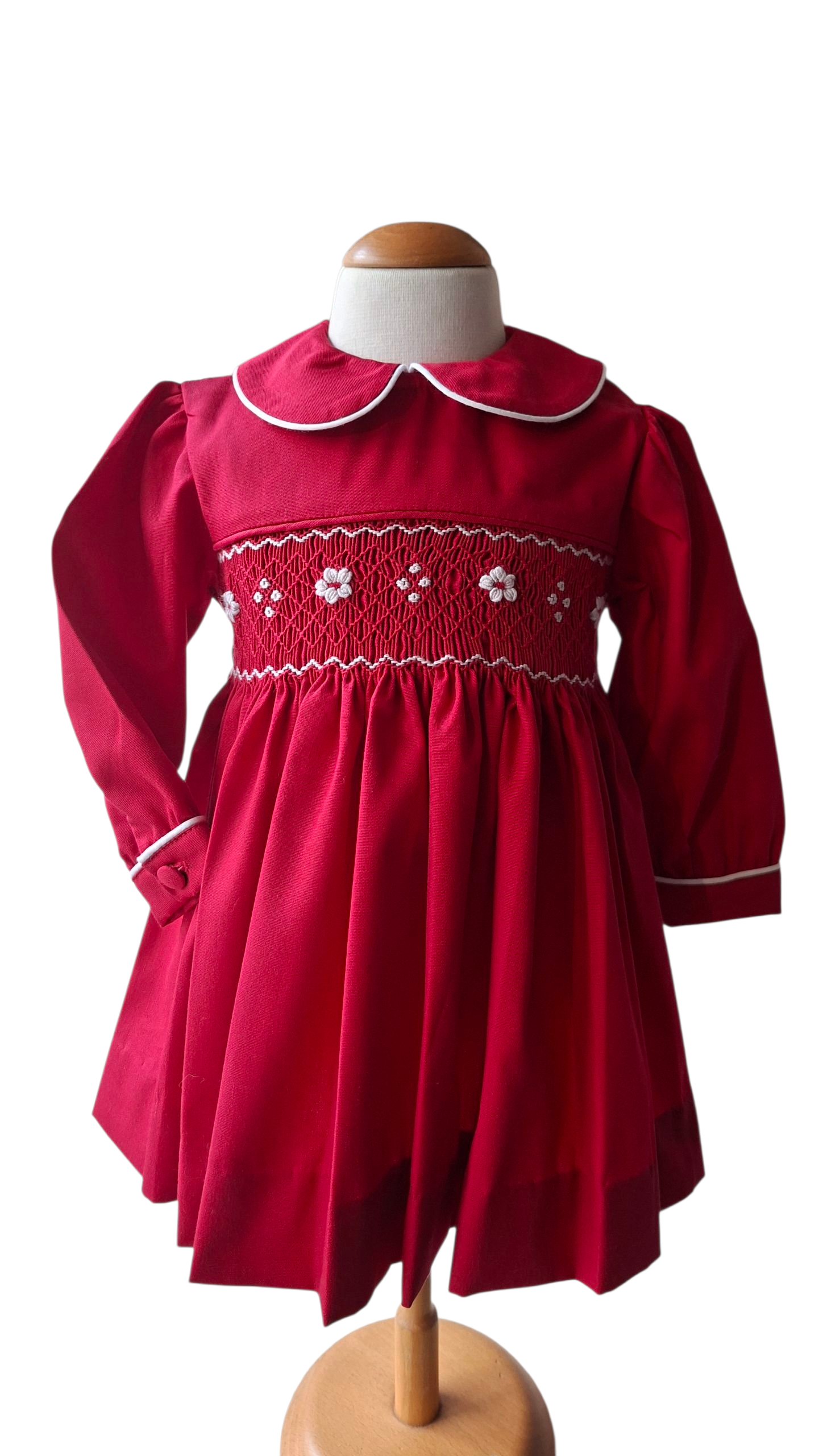 Robe à smocks Rouge. Robe d'hiver. Robe de noël bébé