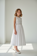 Robe de cérémonie. Robe communion. Robe demoiselle d’honneur. Robe blanche pour fille