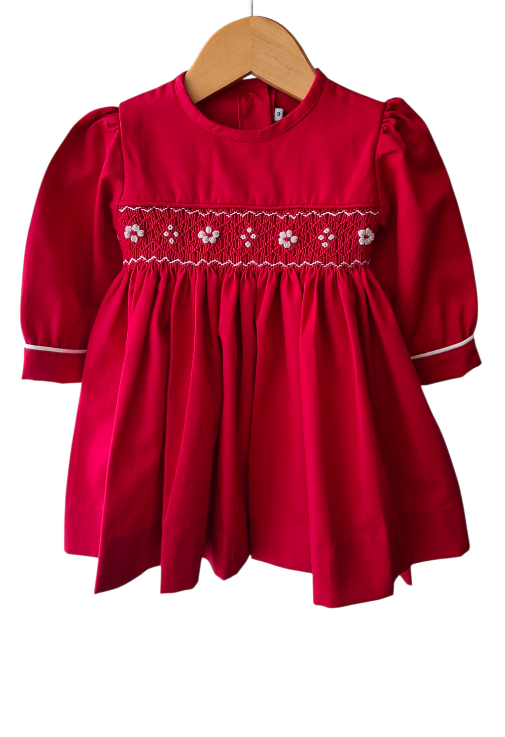 Robe à smocks Rouge. Robe d'hiver. Robe de noël bébé