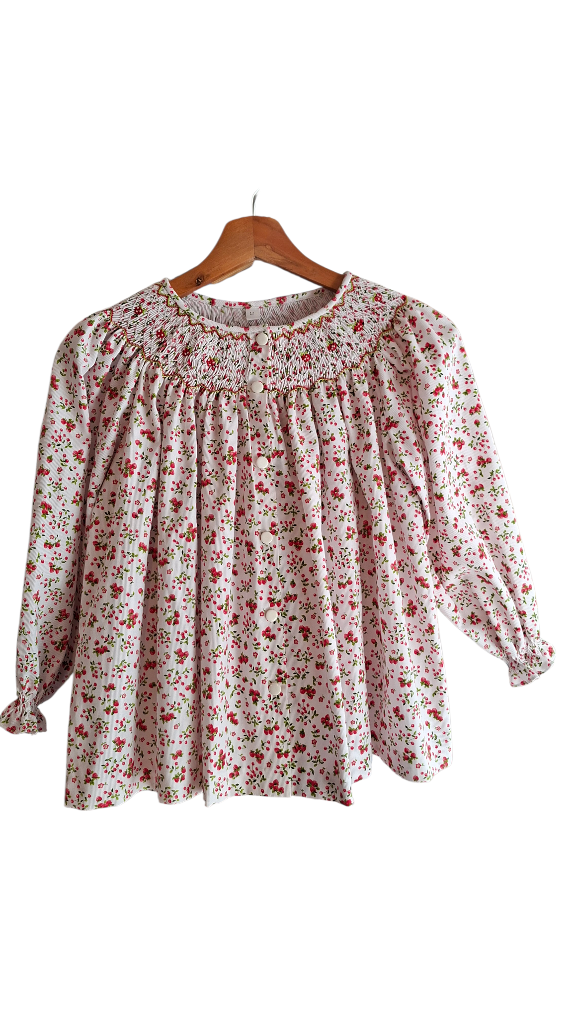 Blouse smockée imprimé Fraise