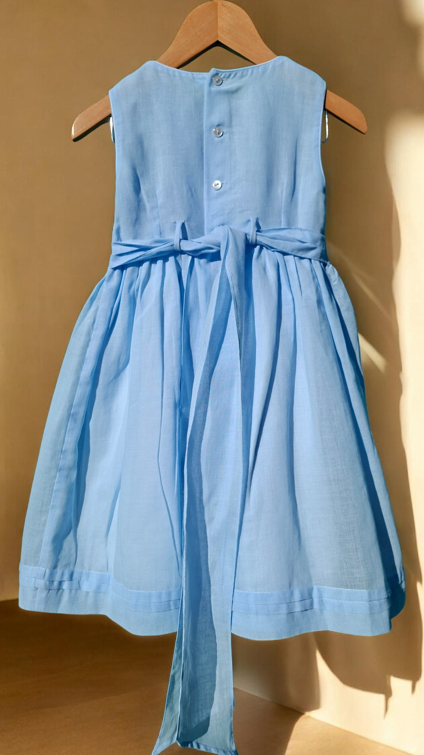 Robe à smocks bleu, robe de cérémonie.