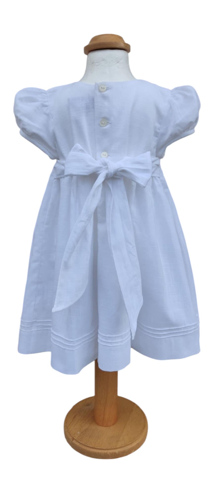 Magnifique Robe smockée pour cérémonie en coton et en lin.