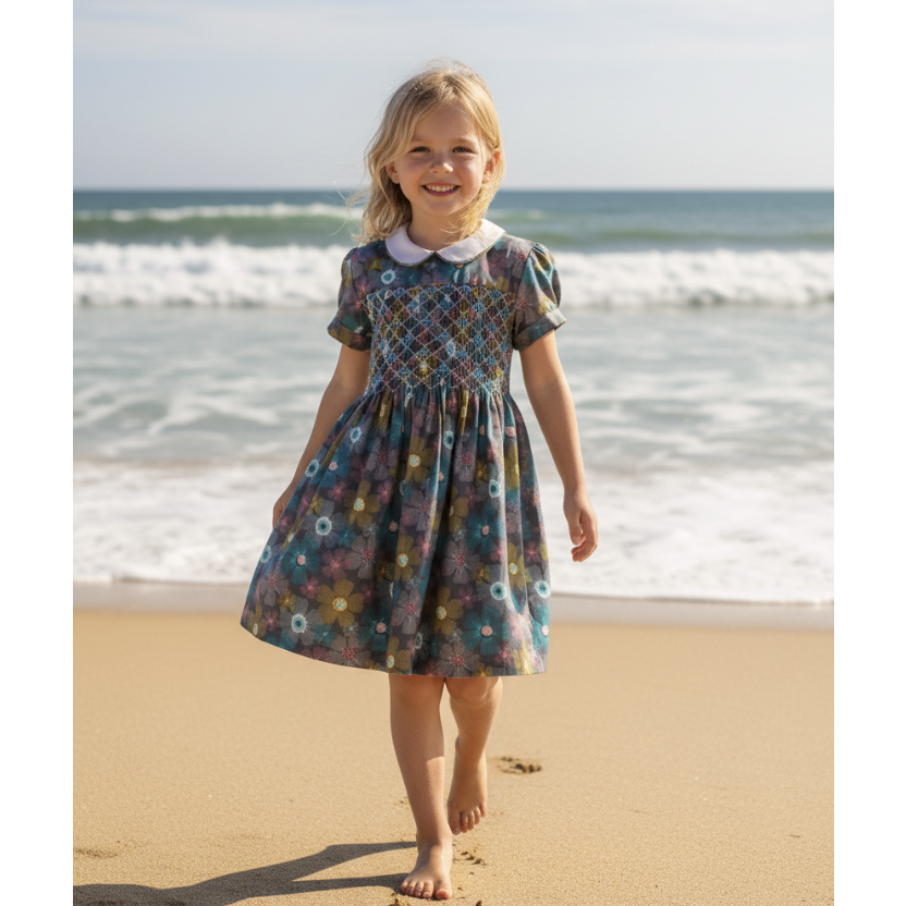 robe à smocks imprimé fleurs