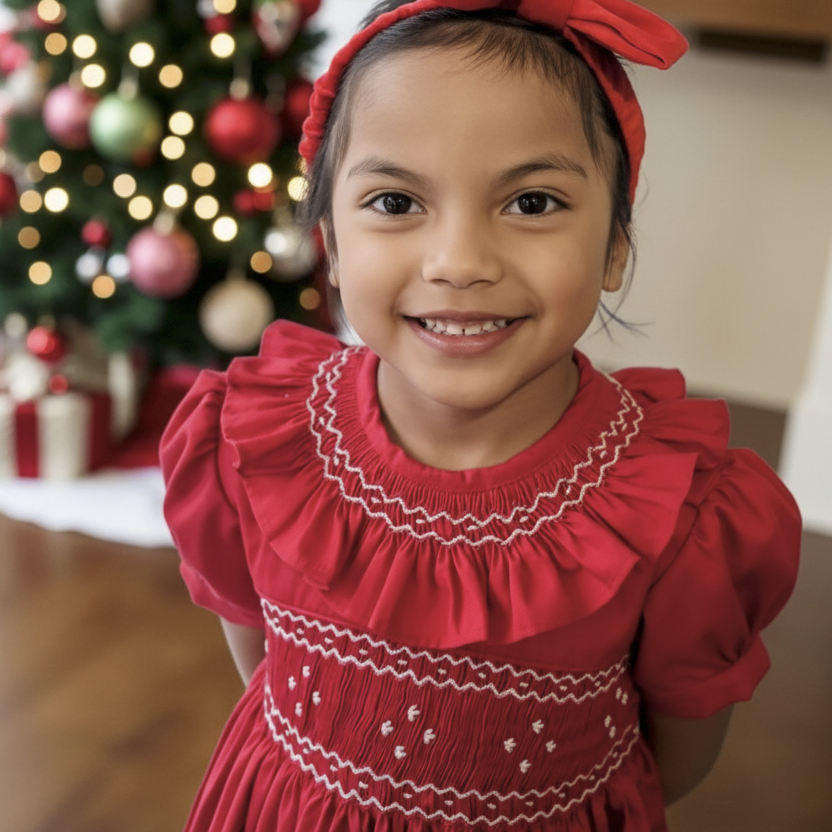 Robe rouge double smocks
