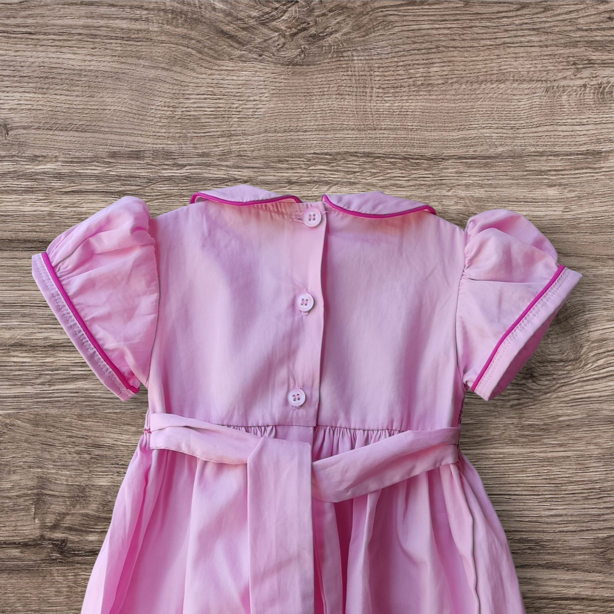Robe à smocks rose 1 an. Robe bébé fille