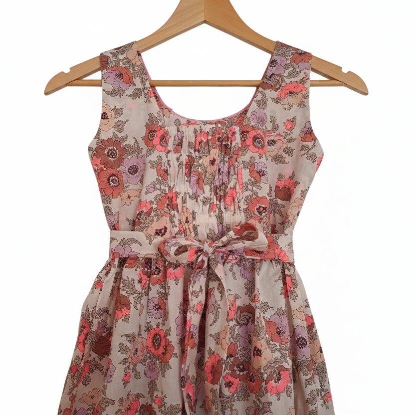 Robe à smocks sans manches, Liberty Tana lawn Madeleine