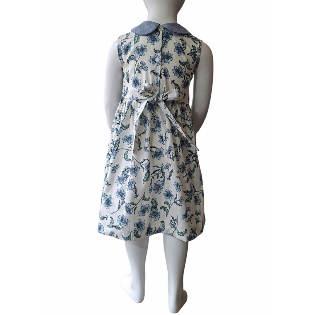 Robe à smocks bleu Fleurie