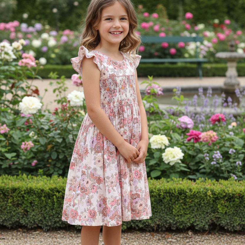 Robe à smocks en Liberty Tana lawn Madeleine. Robe printemps - été