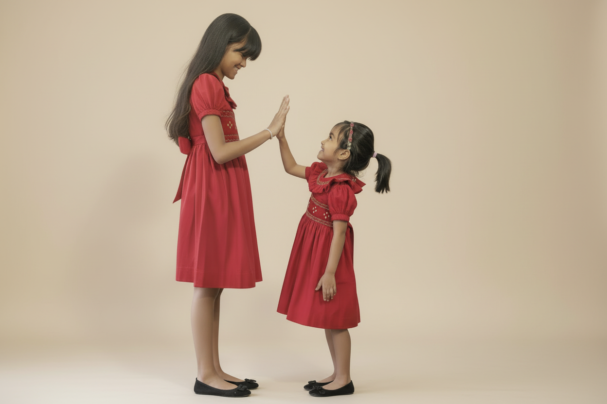 Robe rouge double smocks