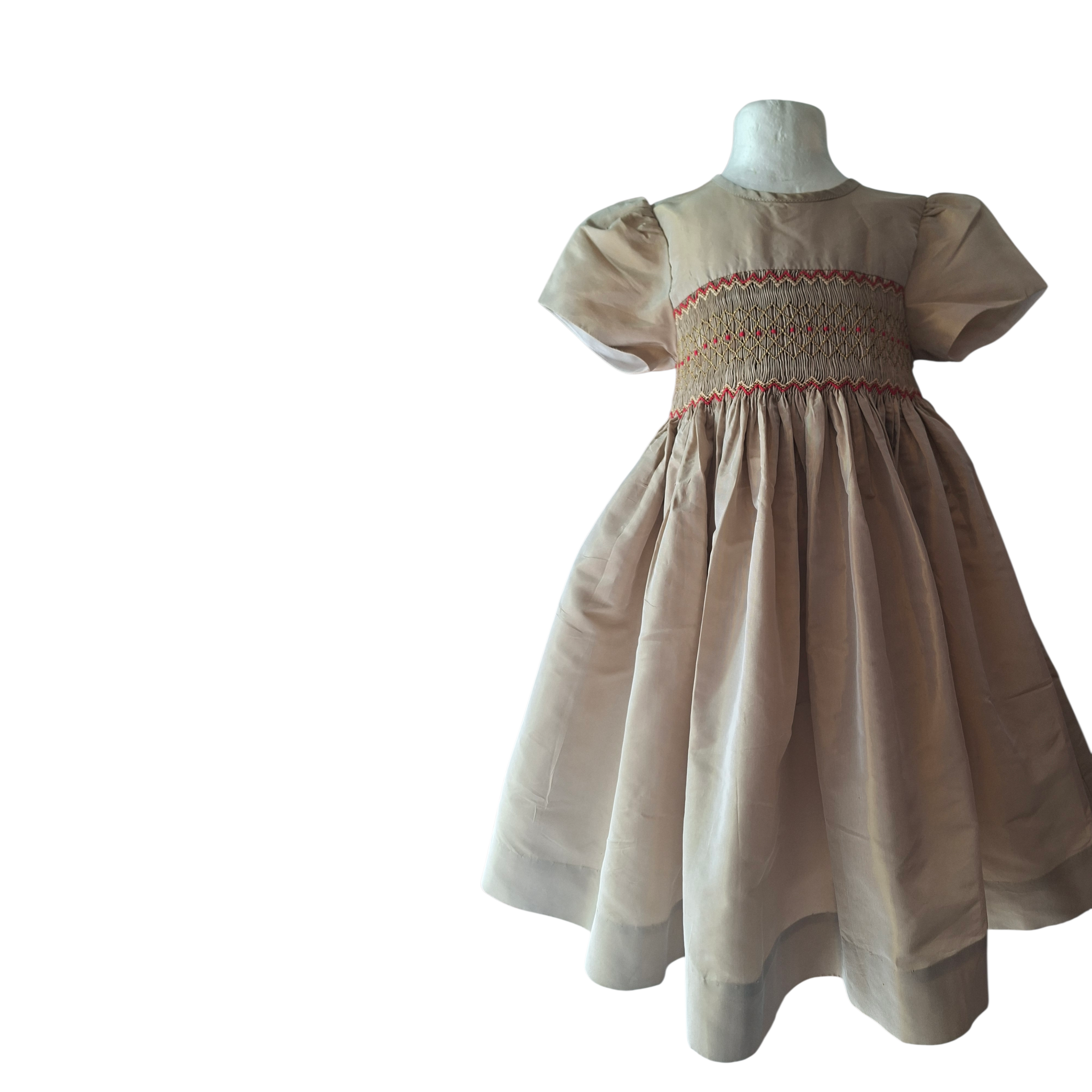 Robe en soie. Robe dorée. Robe cérémonie. Robe fille 2 ans