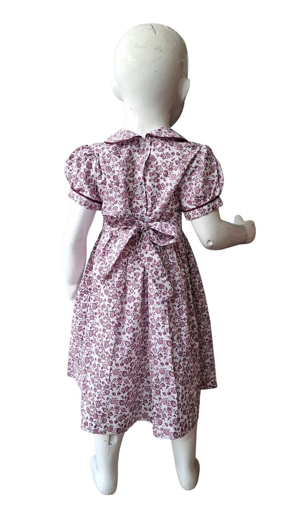 Robe à smocks Lila / parme avec col claudine