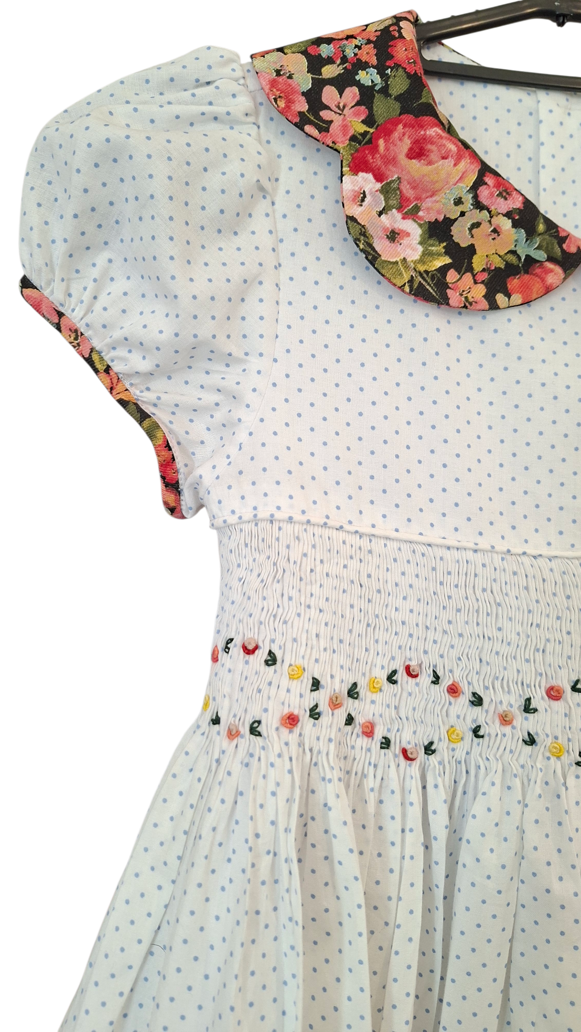 Robe smockée à poids "Jardin fleuri". 8 ans