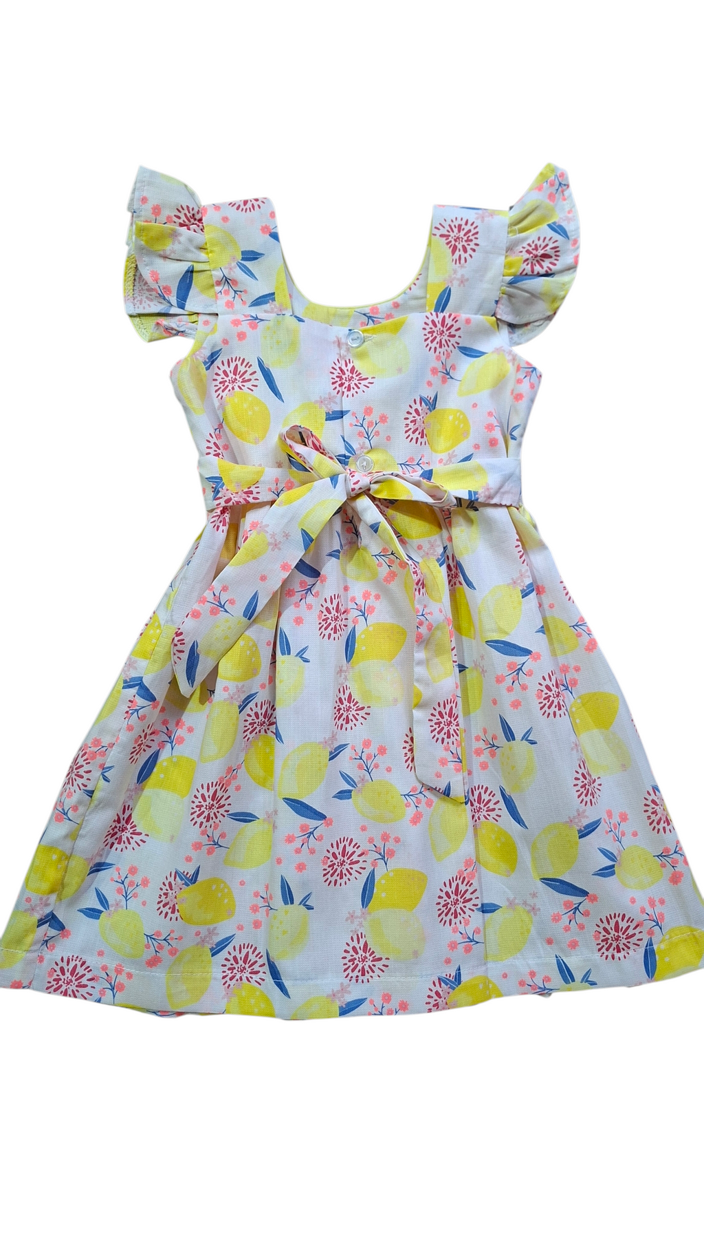 Pièce unique. Robe à smocks jaune citron 2 ans