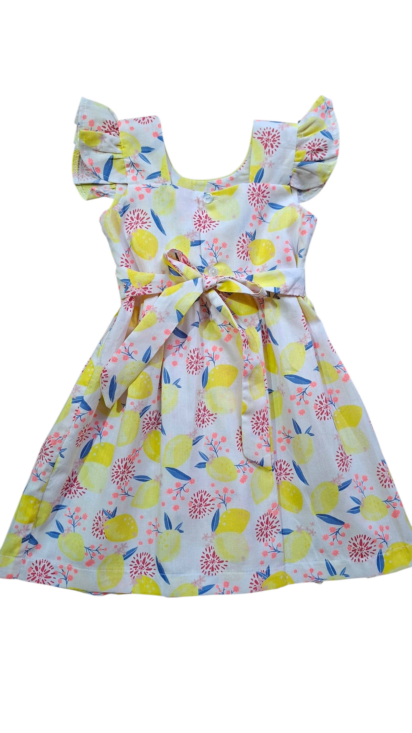 Pièce unique. Robe à smocks jaune citron 2 ans