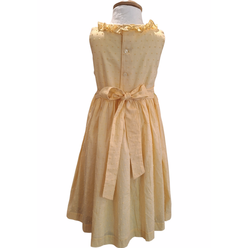 Pièce Unique 6 ans - Robe à smocks Plumetis Jaune