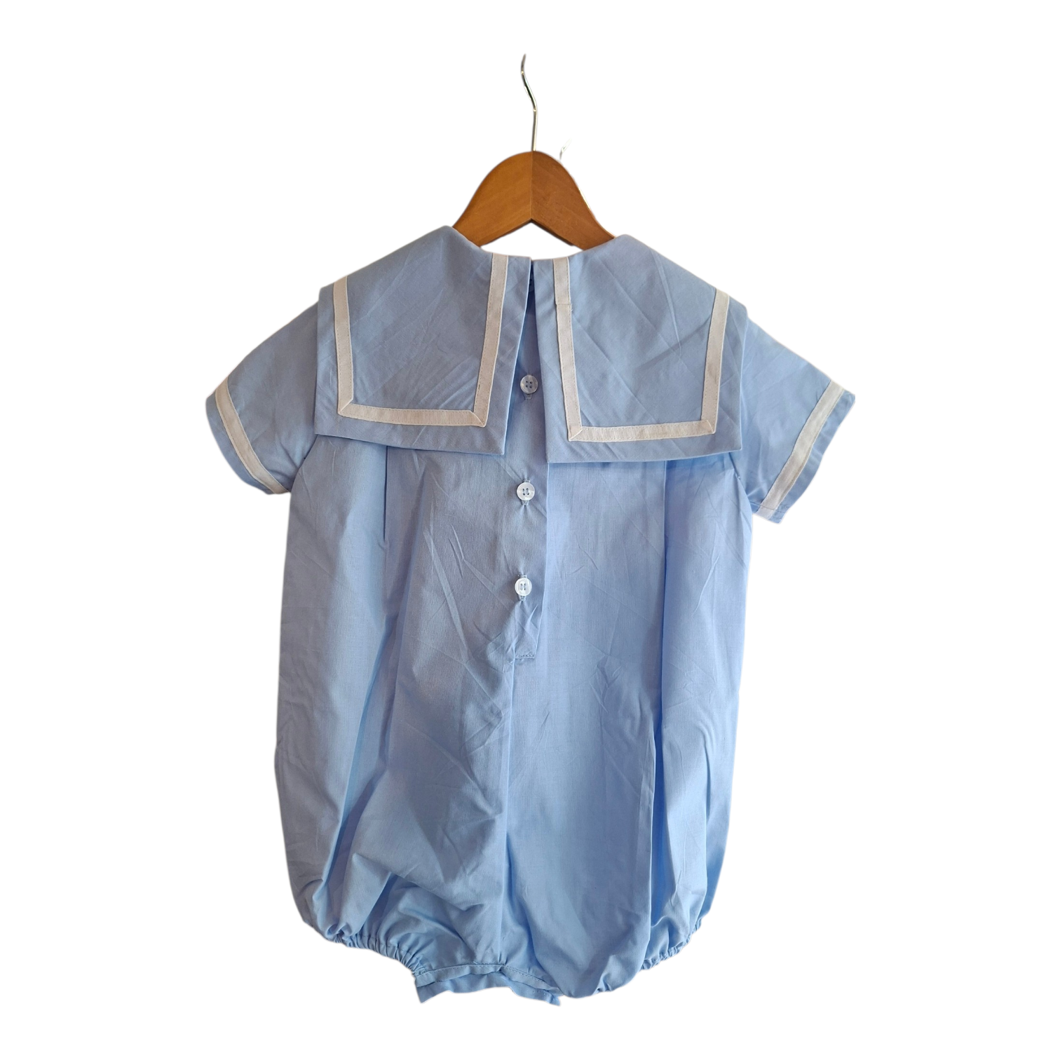 Barboteuse col marin, brodée main.