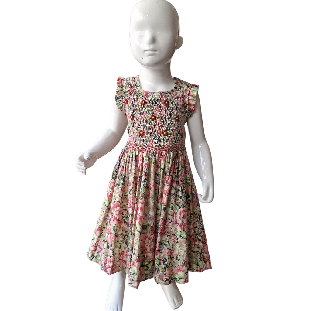 Robe à smocks fleurie. 2 ans et 4 ans