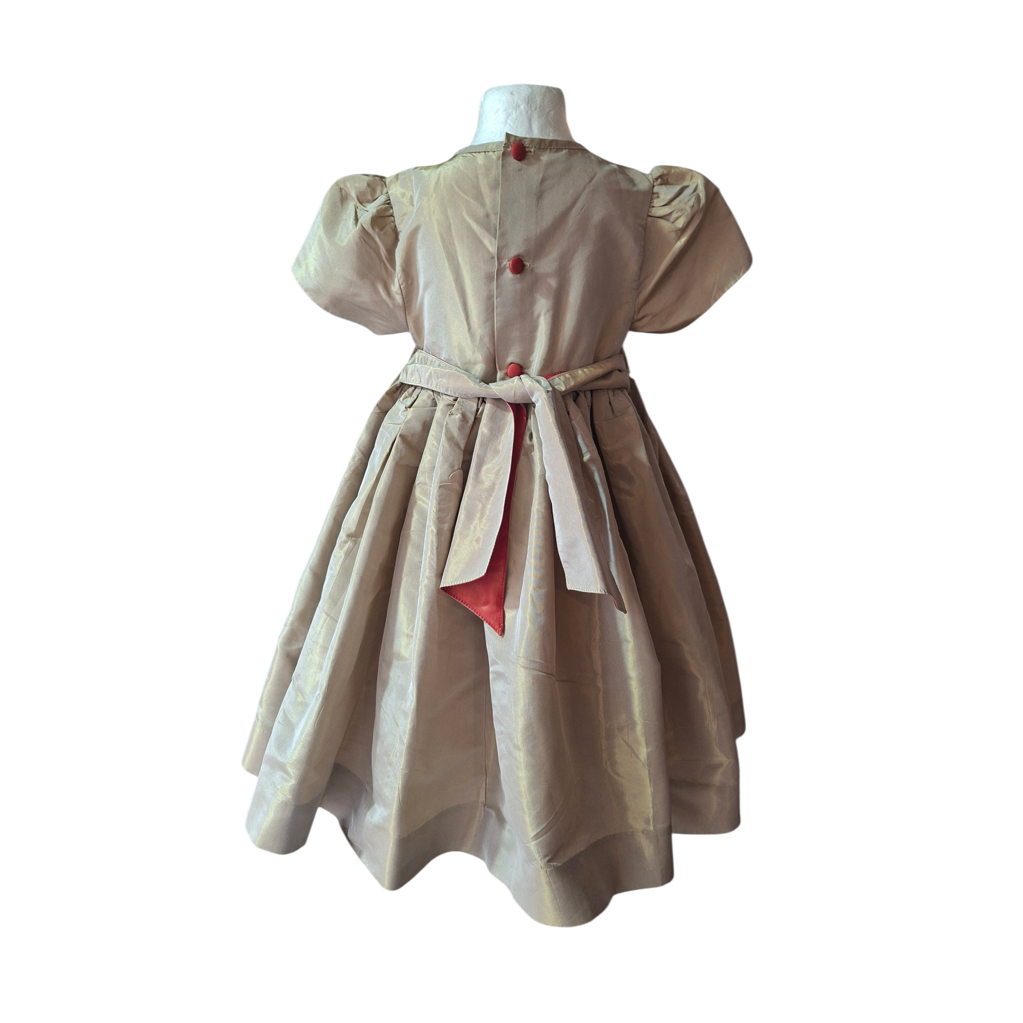 Robe en soie. Robe dorée. Robe cérémonie. Robe fille 2 ans