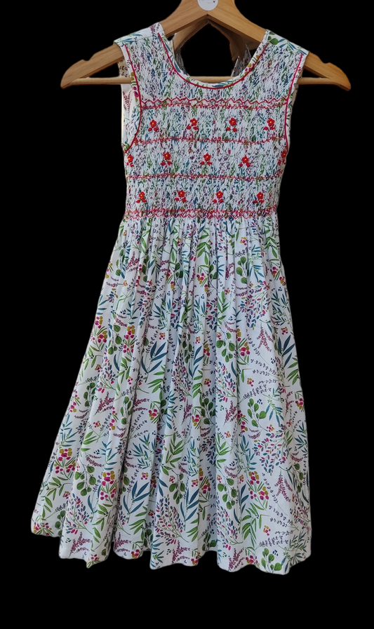 Robe à smocks "Olivia" sans manches. 8 ans